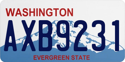 WA license plate AXB9231