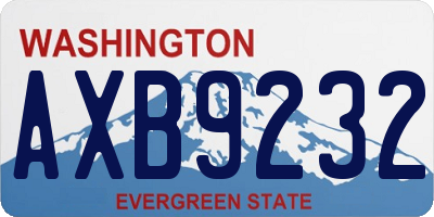 WA license plate AXB9232