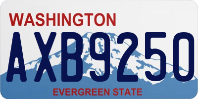 WA license plate AXB9250