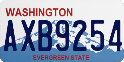 WA license plate AXB9254