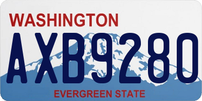 WA license plate AXB9280