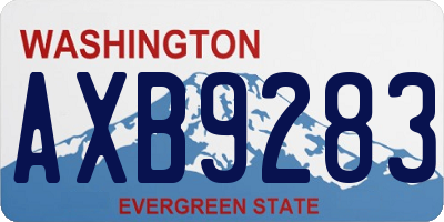 WA license plate AXB9283