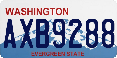 WA license plate AXB9288