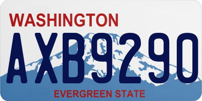 WA license plate AXB9290