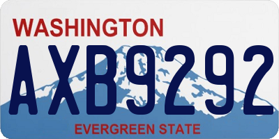 WA license plate AXB9292