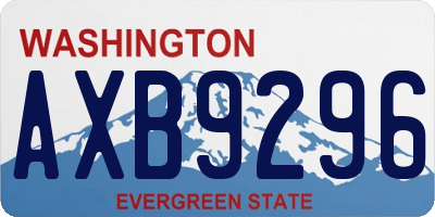 WA license plate AXB9296