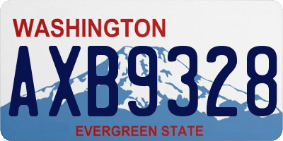 WA license plate AXB9328