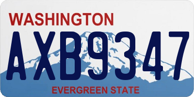 WA license plate AXB9347