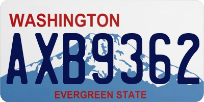 WA license plate AXB9362