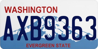 WA license plate AXB9363