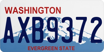 WA license plate AXB9372