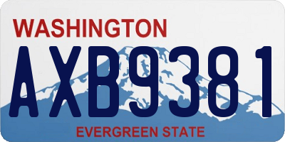 WA license plate AXB9381