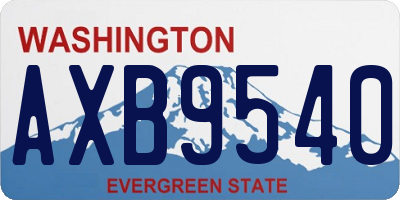 WA license plate AXB9540