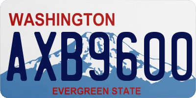 WA license plate AXB9600