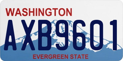 WA license plate AXB9601