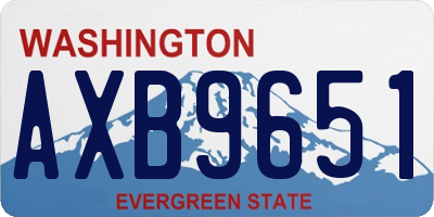 WA license plate AXB9651