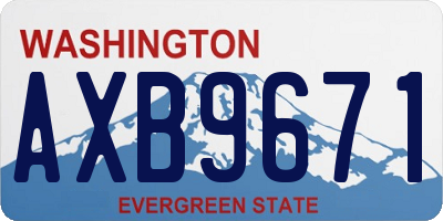 WA license plate AXB9671