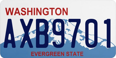 WA license plate AXB9701