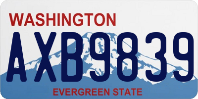 WA license plate AXB9839