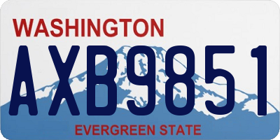 WA license plate AXB9851