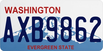 WA license plate AXB9862