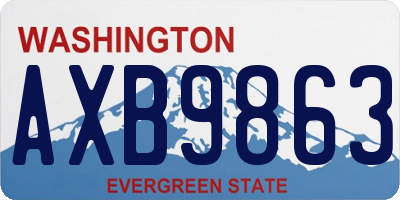 WA license plate AXB9863