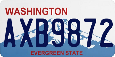 WA license plate AXB9872