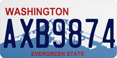 WA license plate AXB9874