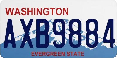 WA license plate AXB9884