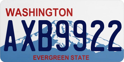 WA license plate AXB9922