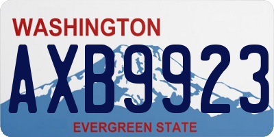 WA license plate AXB9923