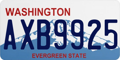 WA license plate AXB9925