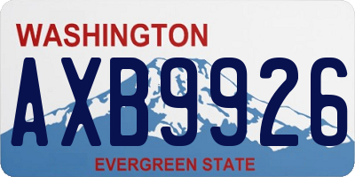 WA license plate AXB9926