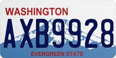 WA license plate AXB9928