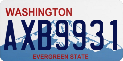 WA license plate AXB9931