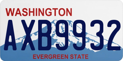 WA license plate AXB9932