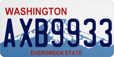 WA license plate AXB9933