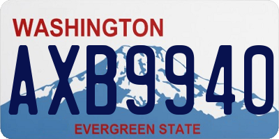 WA license plate AXB9940