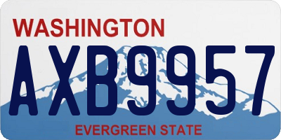 WA license plate AXB9957