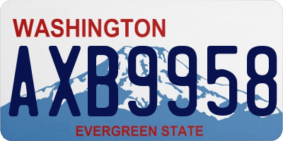 WA license plate AXB9958