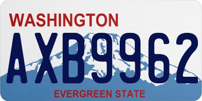 WA license plate AXB9962
