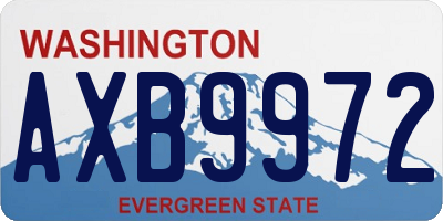 WA license plate AXB9972