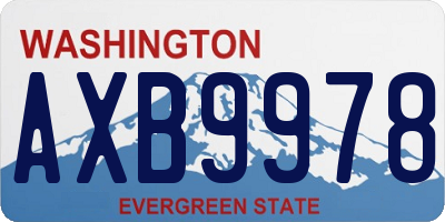 WA license plate AXB9978