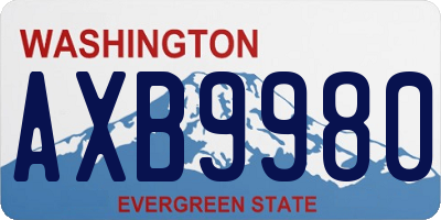 WA license plate AXB9980