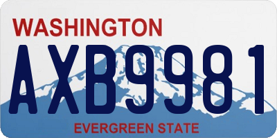 WA license plate AXB9981