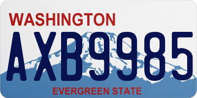 WA license plate AXB9985