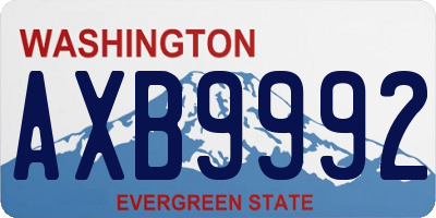 WA license plate AXB9992
