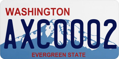 WA license plate AXC0002