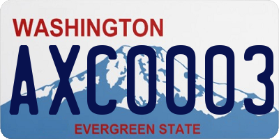 WA license plate AXC0003