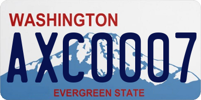 WA license plate AXC0007